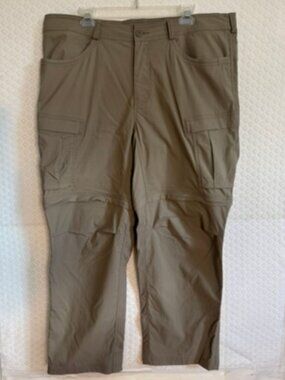 REI Co-op Sahara Convertible Pants Tan, Cargo, Belted,Hiking, Zip Off Sz 42x30